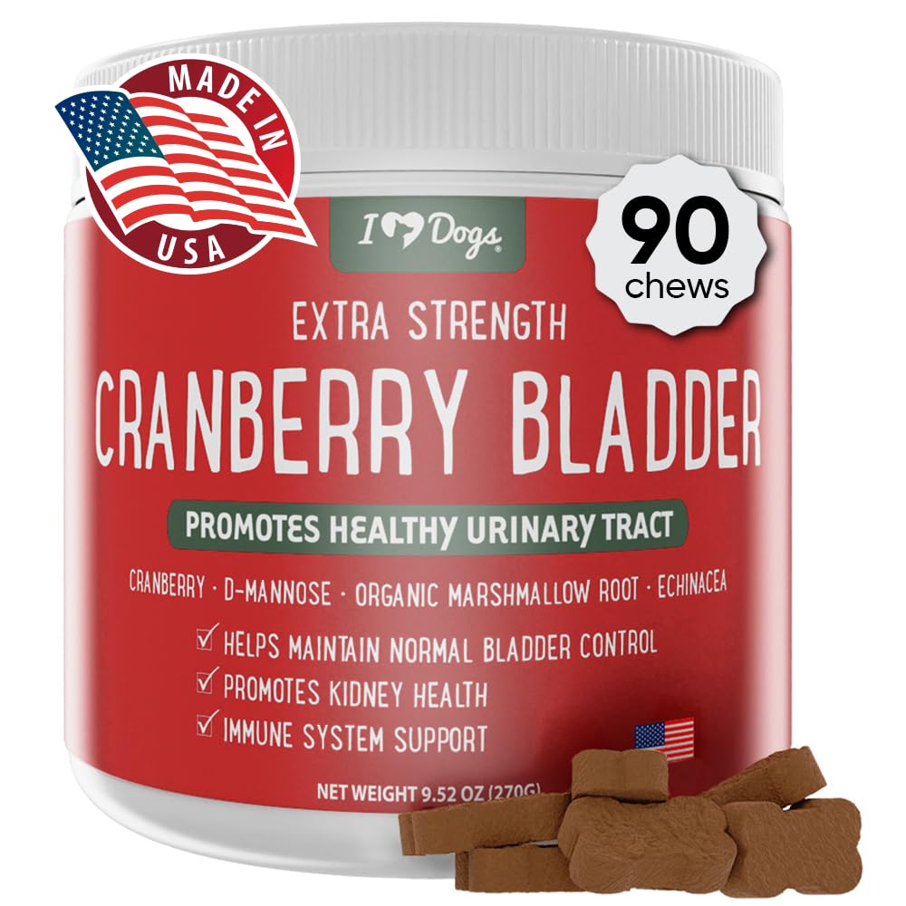 iHeartDogs Extra Strength Urinary, Bladder, and Kidney Support for Dogs – Cranberry, D-Mannose & Echinacea는 Urinary Tract Health, Strengthens Weak & Incontinent Bladder를 유지합니다.