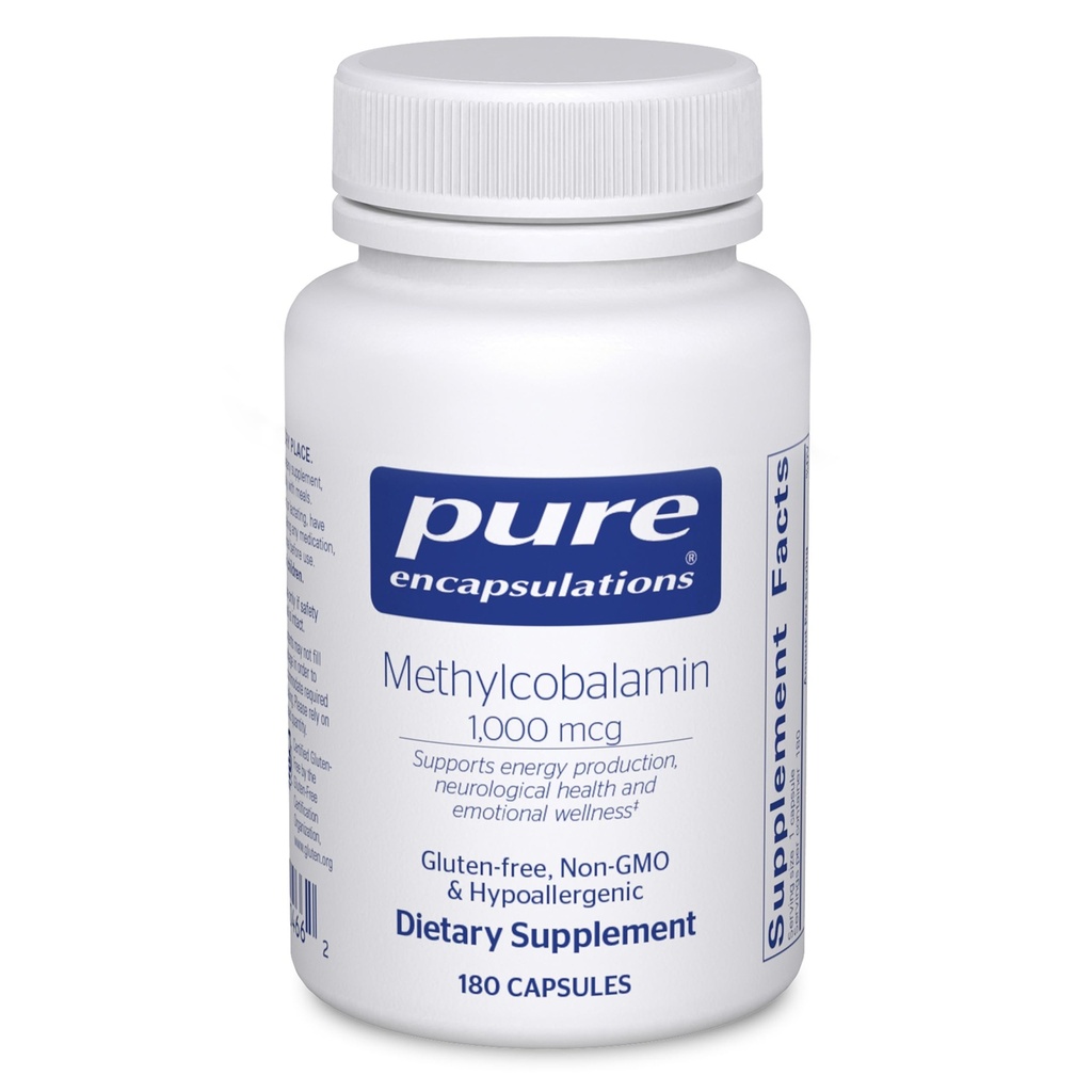 순수한 캡슐에 넣기 Methylcobalamin 1,000 mcg - 기억 & Nerve 건강에 비타민 B12 보충교재 - 프리미엄 비타민 B12 캡슐 - 180의 캡슐