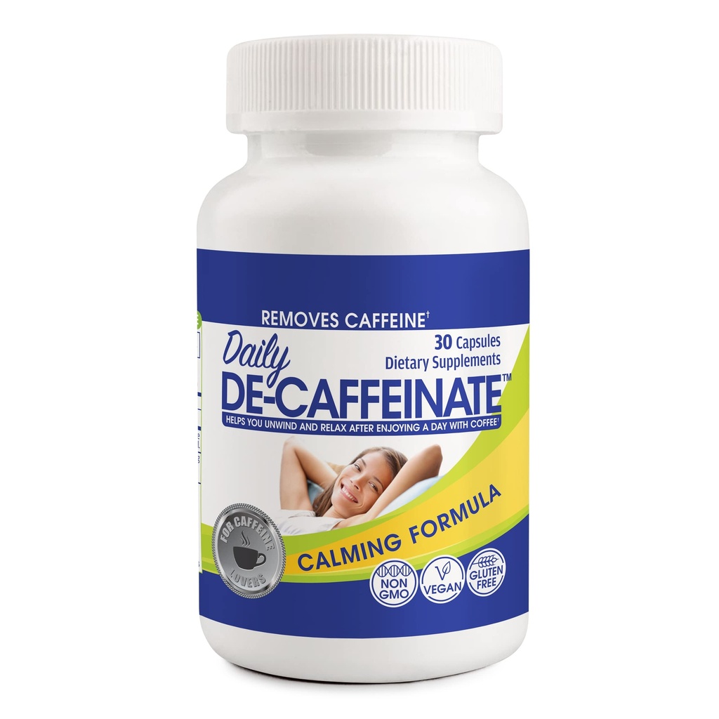 데일리 De-Caffeinate: 고급 Caffeine Eliminator Supplement – 자연적인 Acting Non-Addictive Formula that Supports Relaxation and Deep, Restful Sleep
