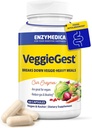 Enzymedica, VeggieGest, Digestive Enzymes, Vegan & Vegetarian Diets, Digestive Health, 60 Count에서 높은 섬유 식사에서 Occasional Gas & Bloating Relief 지원