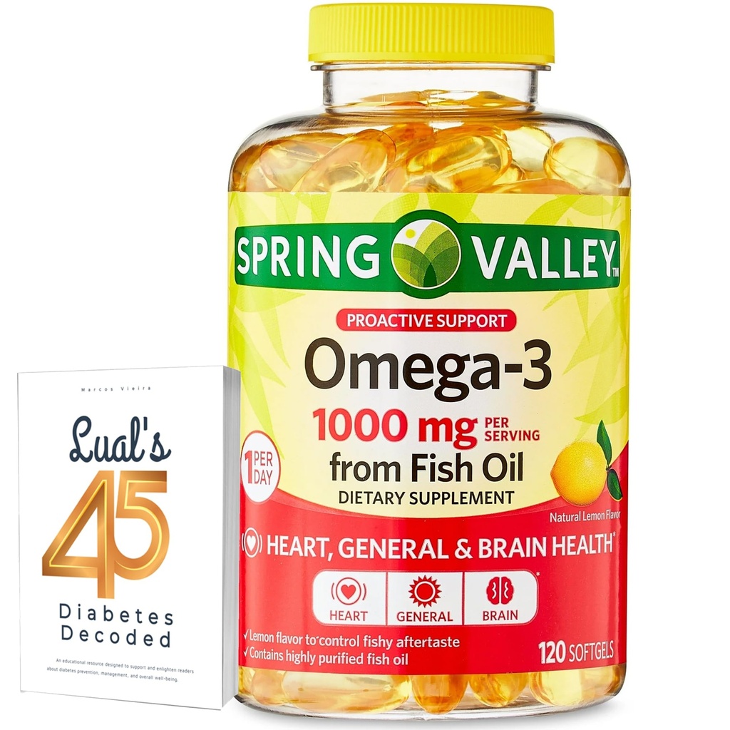 물고기 기름 심장에서 Omega-3 일반 & 뇌 건강 규정식 보충교재 Softgels, 1000 mg, Luall의 45 당뇨병을 가진 120 조사 뭉치 암호로 고쳐 쓴