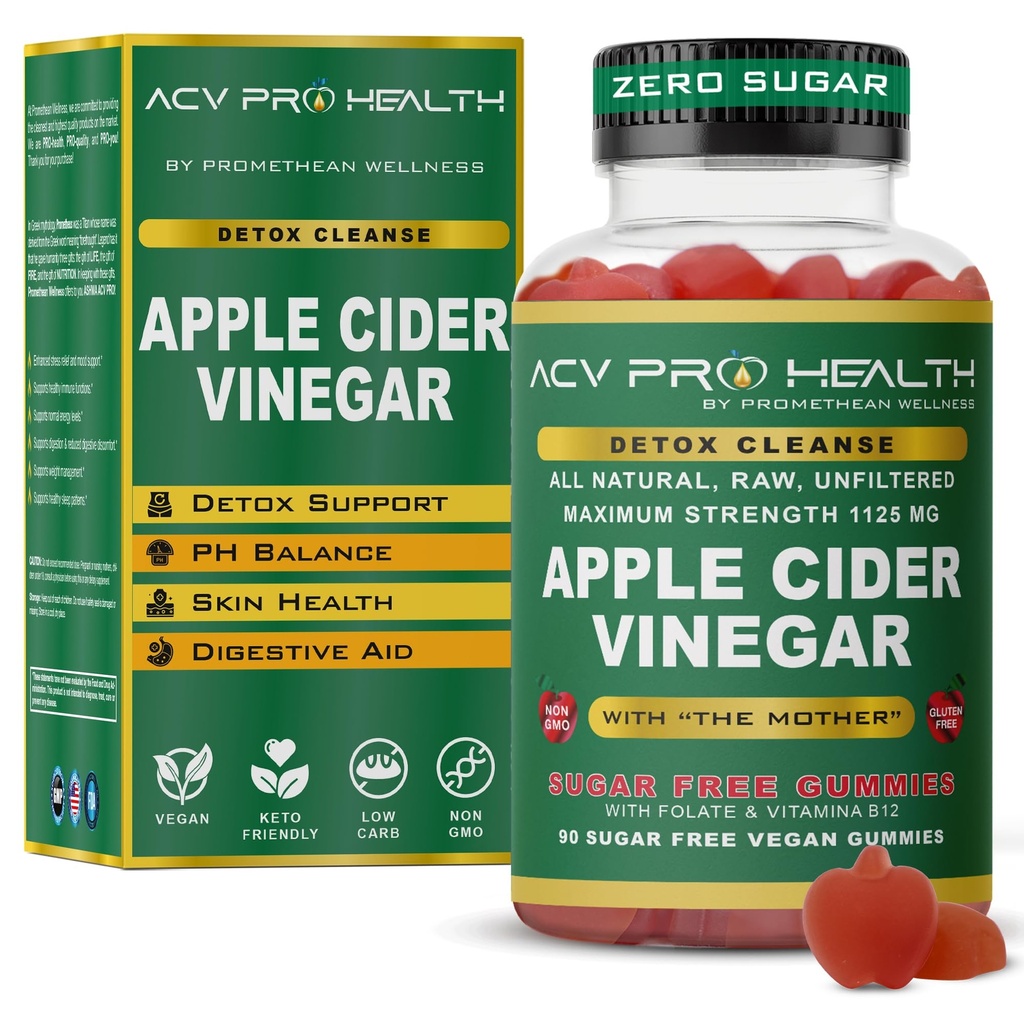 설탕과 ACV는 냄새가 없습니다! Apple Cider Vinegar Gummies Sugar Free Low Carb Advanced Keto Acv Gummies Keto Gummy Detox Cleanse (90 개)