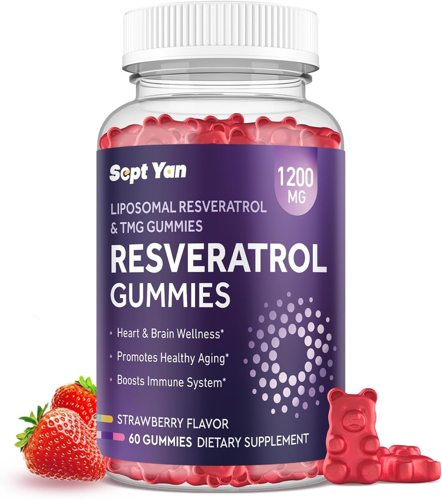 Liposomal NAD Resveratrol 보충교재 Gummies NAD+, Quercetin, TMG, Pterostilbene, 빨간 포도주 추출물, 산화 방지제, 건강한 시효, 세포 수선, 에너지, 뇌 기능 - 60 Gummies를 가진 1200mg