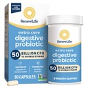 갱신 생활 여분 배려 소화 Probiotic 캡슐, 보장되는 50억 CFU, 매일 보충교재 지원 면역, 소화, 호흡 건강 (1), L. Rhamnosus GG, 낙농장, 간장 및 글루텐 자유로운, 90 조사