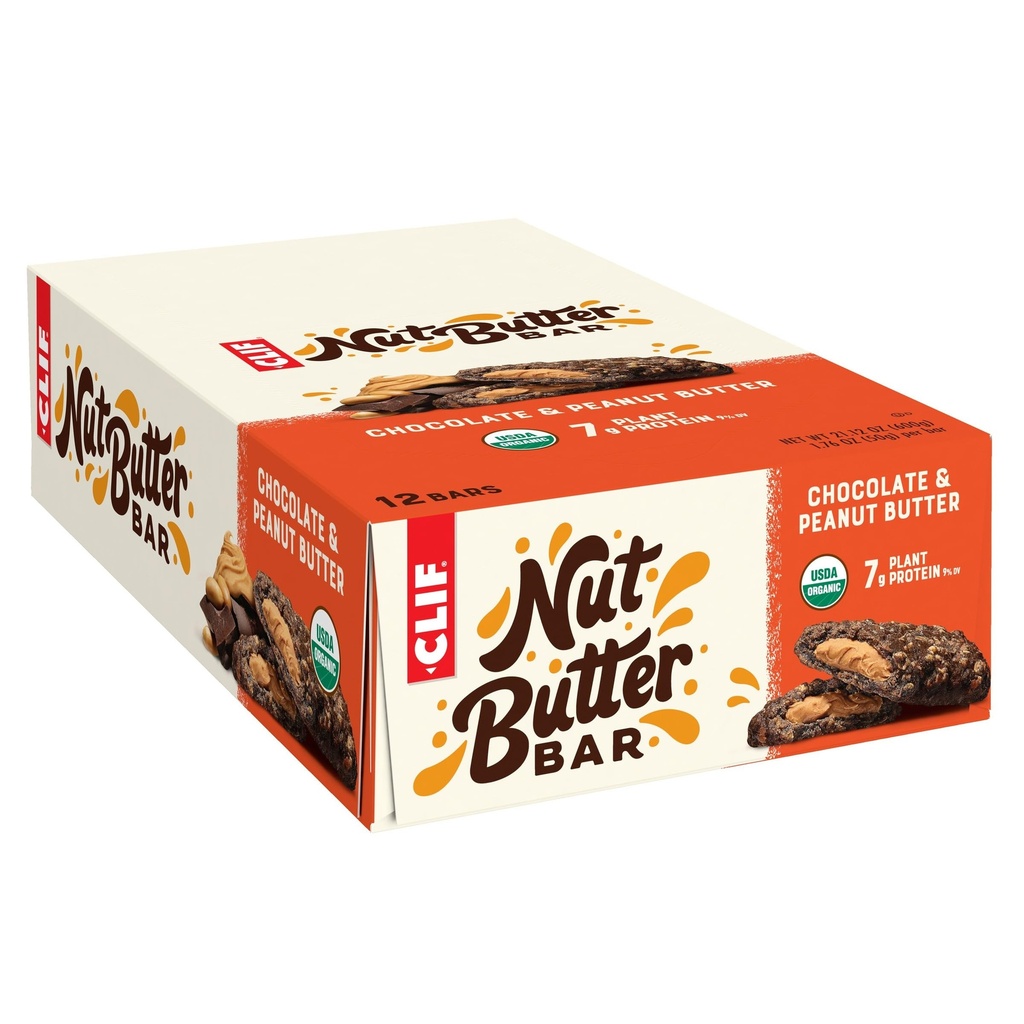 Clif Bar - 너트 버터 바 - 유기 스낵 바 - 초콜릿 땅콩 버터 - 유기 - 식물 단백질 - 비 GMO (1.76 Ounce Protein Snack Bar, 12 Count)
