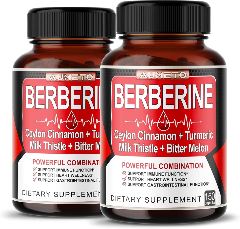 1 Berberine 보충 8 - 캡슐 당 제공 - 지원 소화, 면역력 - Ceylon Cinnamon, 우유 이틀, 심황, Bitter Melon