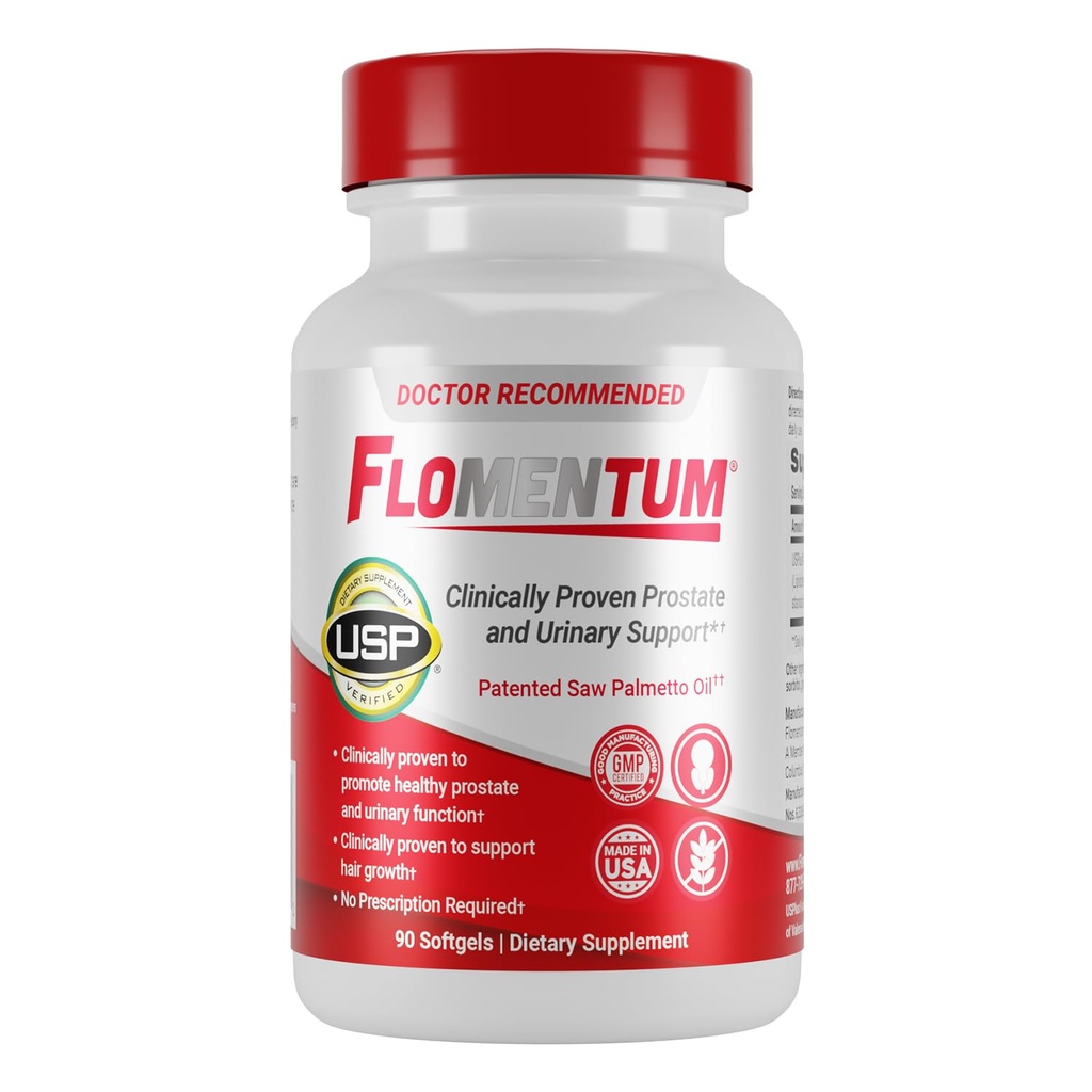 Flomentum® Saw Palmetto for Men Prostate Supplement | 남성 건강에 대한 전립선 지원 보충교재 | USP Verified - Healthy Urinary Flow & Urinary Function - 320mg 한 번 매일 (90 개)