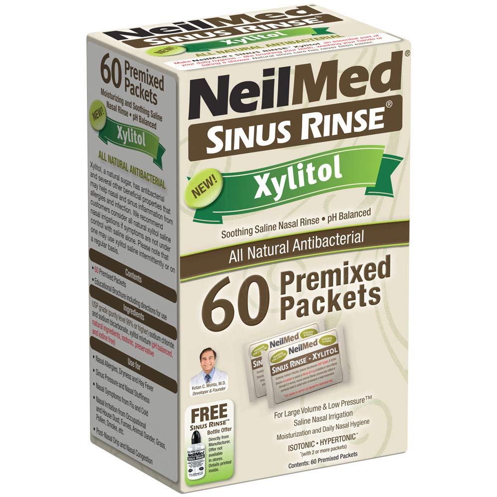 NeilMed Sinus Rinse Premixed Refill Packets 와 Xylitol, 60ct.