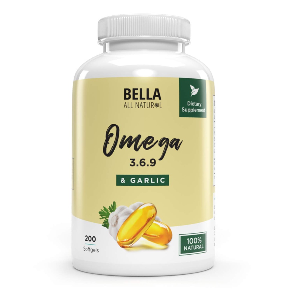 벨라 모든 자연 오메가 3 6 9 마늘 오일 - 200 Softgels