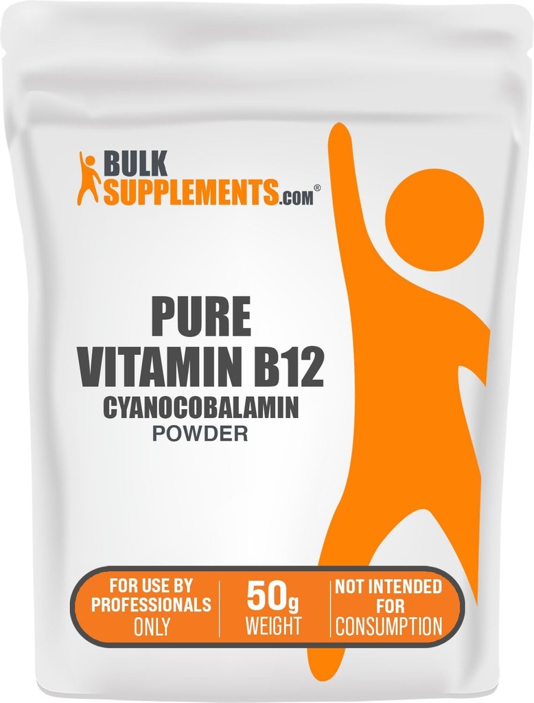 BulkSupplements.com 순수 비타민 B12 분말 - Cyanocobalamin, 비타민 B 보충제, Cyanocobalamin B12 보충 - 순수 제품, 여러 서빙, 50g (1.8 oz) (1의 포장)