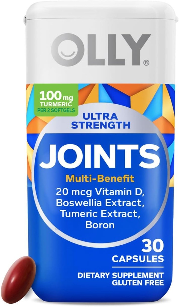 OLLY Ultra Joint Softgels, Boswellic Extract, Turmeric, 비타민 D, Boron, 30 일 공급 - 30ct