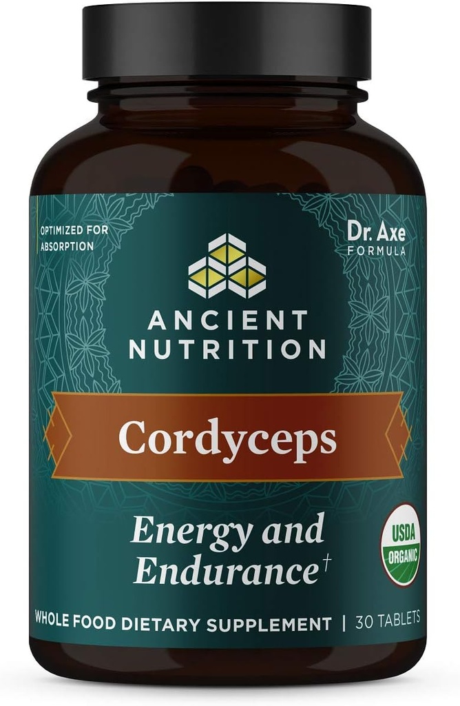 고대 영양 유기 Cordyceps 정제, Ashwagandha로 만드는, 지원 에너지와 내구시간, 글루텐 자유로운, Vegan, Paleo 및 Keto 친절한, 30 조사