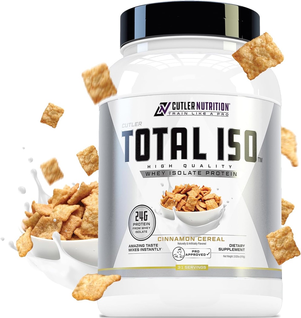 전체 ISO Whey Isolate Protein Powder : 100 % Whey Protein Isolate, 완벽한 포스트 운동 단백질 분말 혼합 및 식사 교체 음료, Cinna Cereal, 2 파운드를 특징으로하는 최고의 타스팅 Whey Protein Shake