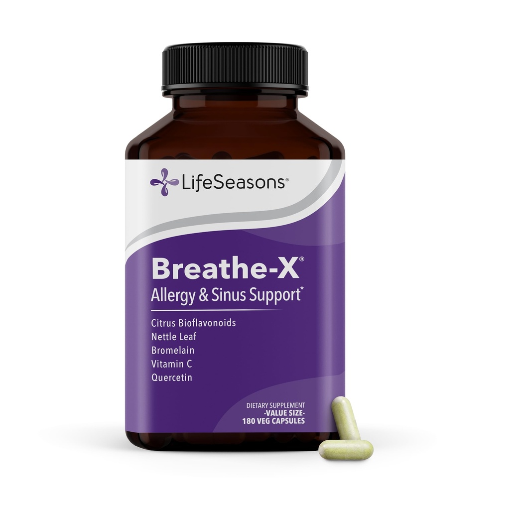 Breathe-X - 알레르기 및 Sinus Relief Supplement - Sinuses & Nasal Discomfort 지원 - 비 심 및 빠른 인용 - Quercetin, Bromelain, Citrus Bioflavonoids, Nettle Leaf & Vitamin C - 180 캡슐