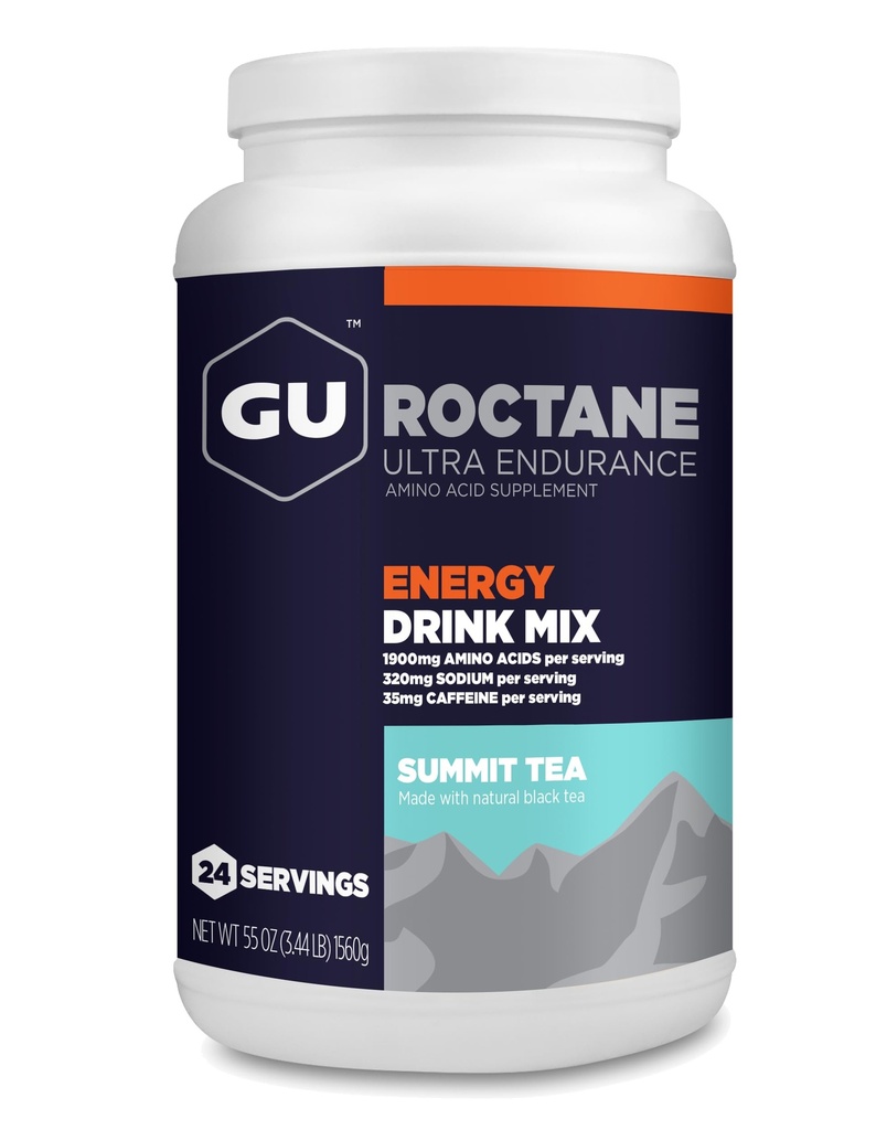 GU Energy Roctane Ultra Endurance Energy Drink Mix, Vegan, Gluten-Free, Kosher, 35mg Caffeine, Dairy-Free n-the-Go Energy for Any Workout, 3.44-Pound Jar, Summit Tea