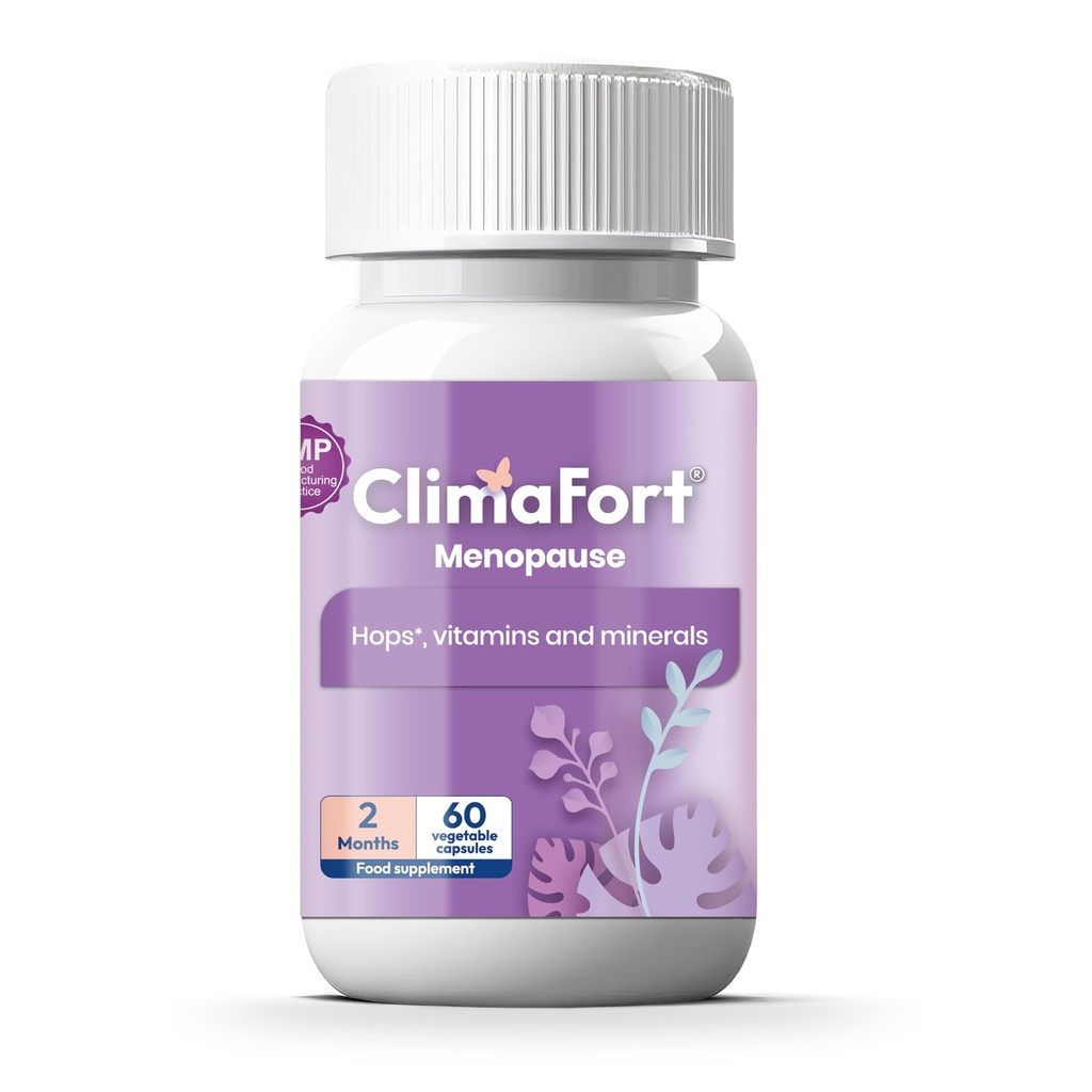 Climafort 60 일 공급 | 망고 기복 알약 | 핫 플래시, 나이트 스웨터, 무드 스윙 및 호르몬 밸런스 | 홉, 비타민, 미네랄 | 1 캡슐 매일