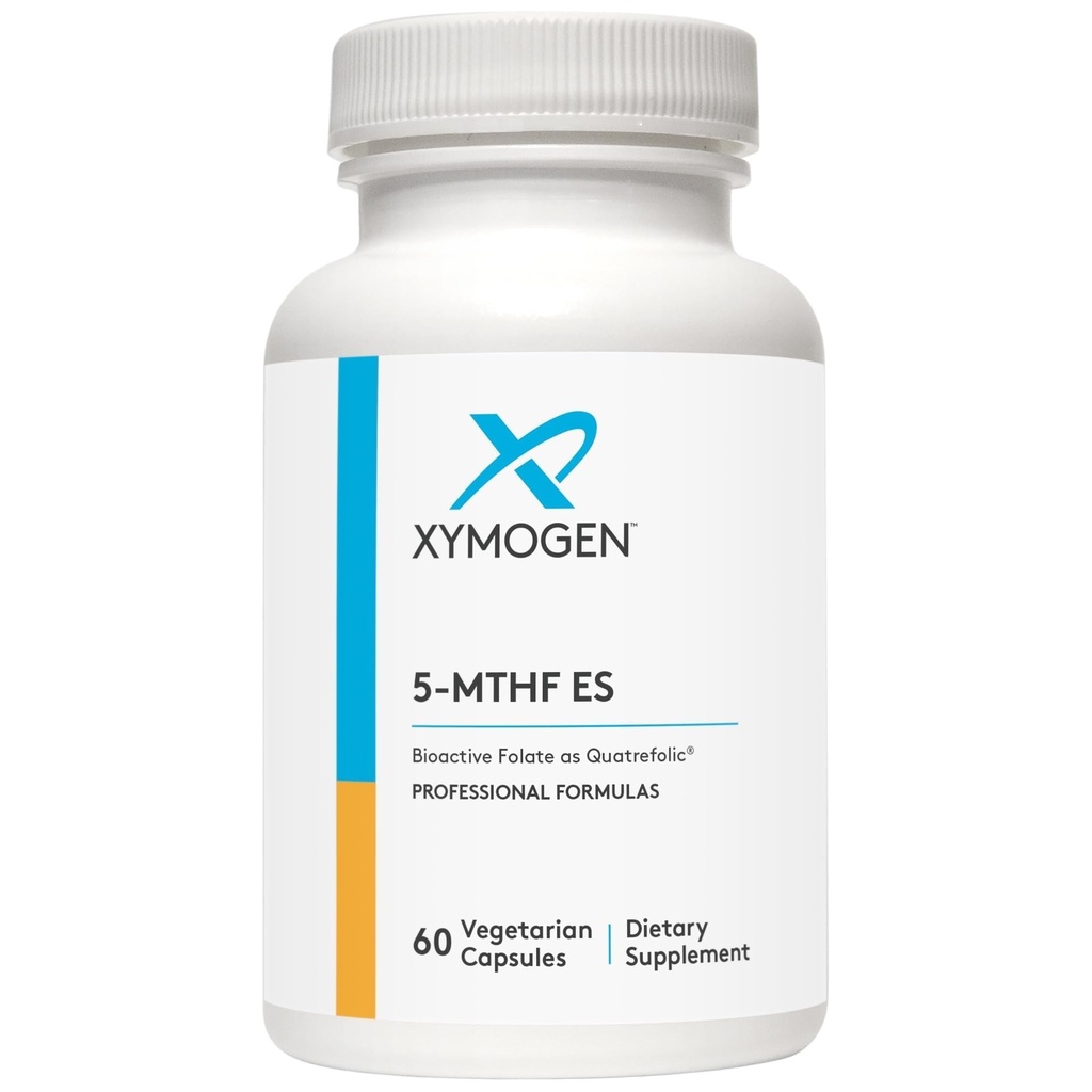 XYMOGEN 5-MTHF ES - 17,000 mcg DFE - Quatrefolic로 생체 활성 Folate 보충교재 - 계류, 심장 혈관 + 메틸화 지원 - L Methylfolate (60의 캡슐)로 비타민 B 메틸 Folate