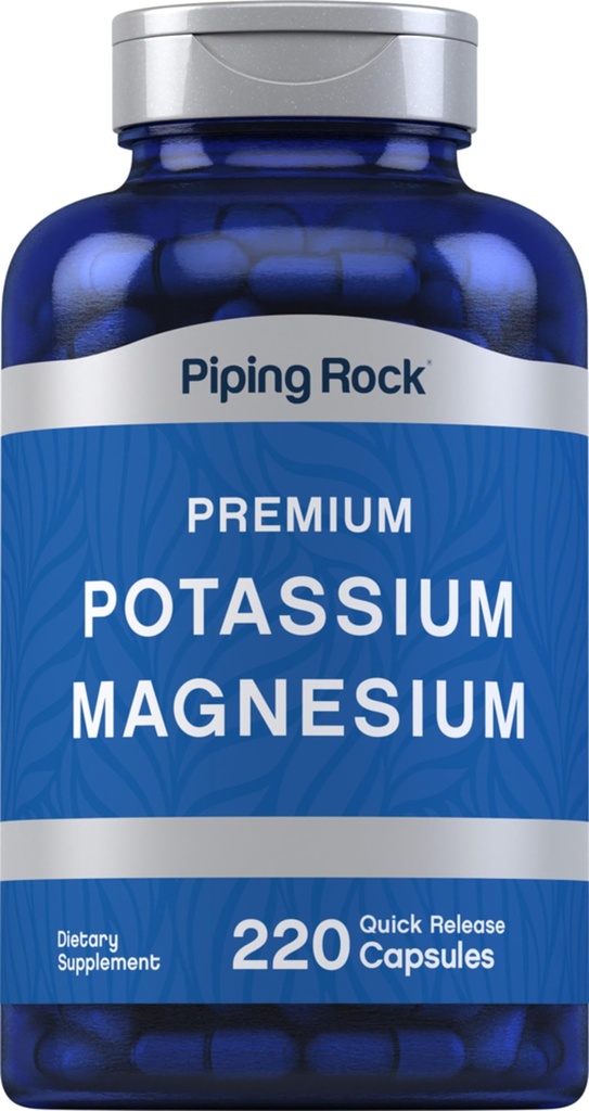 Piping Rock Potassium 마그네슘 보충 | 220 캡슐 | Non-GMO, 글루텐 프리 프리미엄 컴플렉스