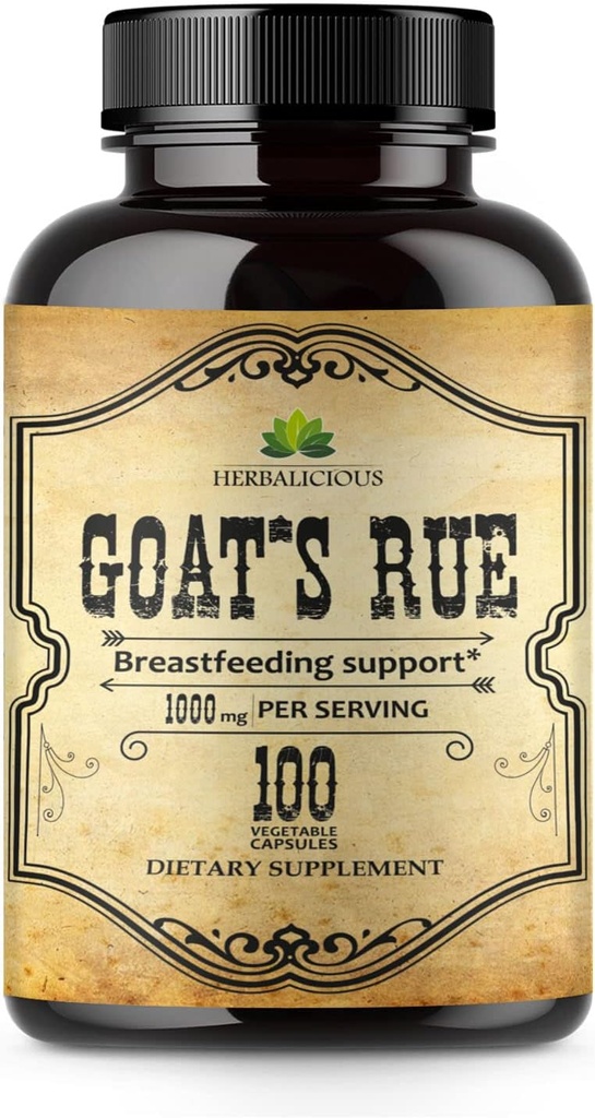 HERBALICIOUS 염소의 Rue 캡슐 1000mg - 천연 염소 Rue 초본 보충 - Breast Feeding을위한 천연 갈가 Officinalis - Breastmilk 생산 식품 보충 지원 - 100 모자