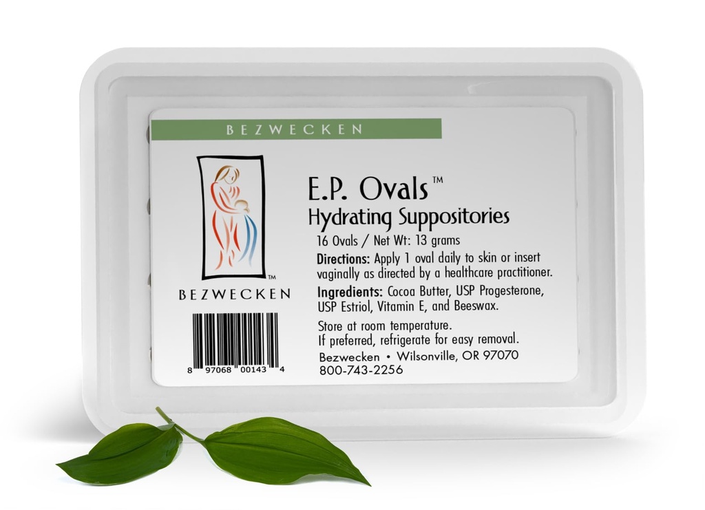 Bezwecken E.P. Ovals – 16 타원형 좌약 - 전문적으로 Menopausal Women의 질 건조 - Progesterone & Estriol의 독특한 혼합 - 자연 질 윤활