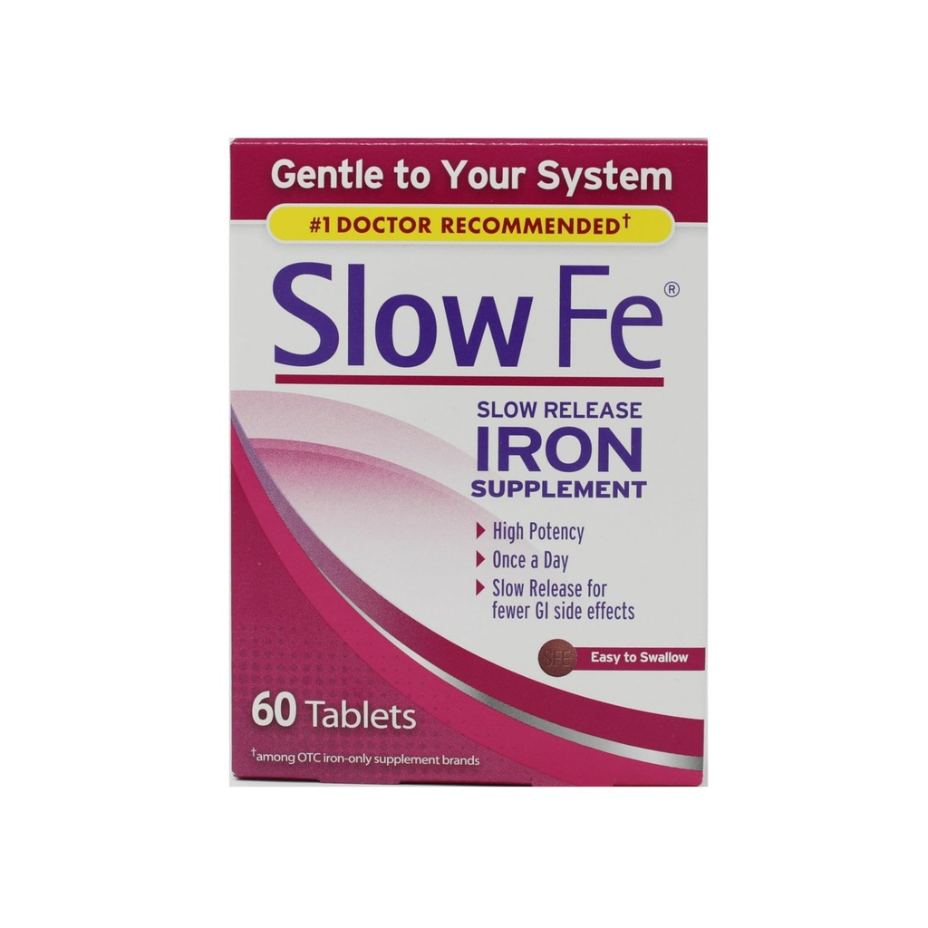 느린 Fe, 높은 효능 철 45 mg, 느린 릴리스 - 60 정제 - 팩의 3