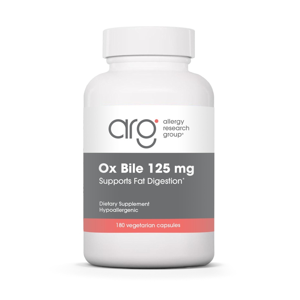 알레르기 연구 그룹 Ox Bile 125 mg - Ox Bile는 Gallbladder, Liver, Fat Digestion 지원을 위한 소화 효소, 남자와 여자를 위해, Hypoallergenic 공식 - 180 Vegicaps를 보충합니다