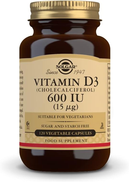 Solgar 비타민 D3 (Cholecalciferol) 15 mcg (600 IU), 120 식물성 캡슐 - 건강한 뼈 & 치아 유지 - 면역 지원 - 비 GMO, 글루텐 무료, 낙농장 무료, 고셔, 할랄 - 120 서빙