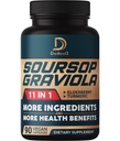 Soursop Graviola 캡슐 - 3 개월 공급 - 11 허브 Elderberry, Turmeric Curcumin, Ginger Root, Milk Thistle - Mood, Mind, Body & Immune 지원 - 90 Vegan 캡슐