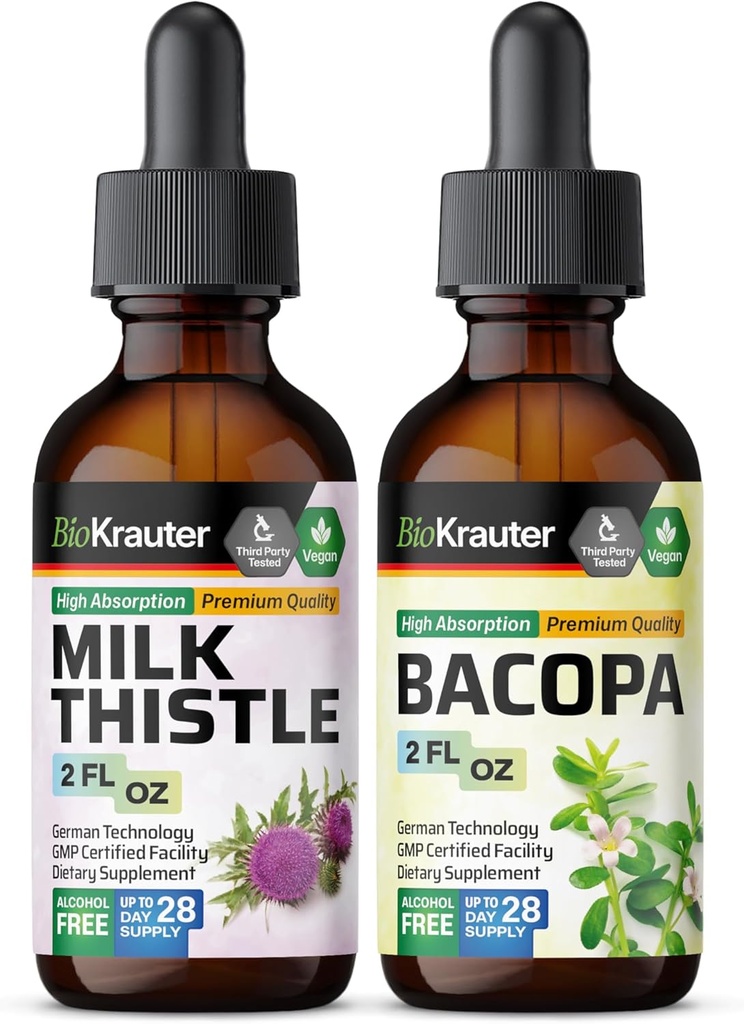 BIO KRAUTER 우유 이틀 Tincture 2 Fl. Oz. & Bacopa Tincture 2 Fl. Oz.