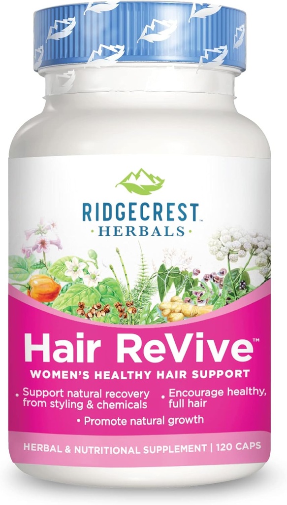 RidgeCrest 초본 머리 ReVive의 비타민 C, Biotin (6000mcg), 아연 및 구리, 건강한 머리, 피부 및 못 (120의 모자, 30의 서빙)를 지원하는 여자를 위한 머리 비타민
