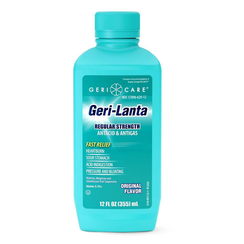 Geri-Lanta 액체 Antacid & Antigas By GeriCare| Heartburn, Sour Stomach, Acid Indigestion, Pressure & Bloating| 구강 가스 섭취 구호|오리 고유의 풍미|12 fl oz