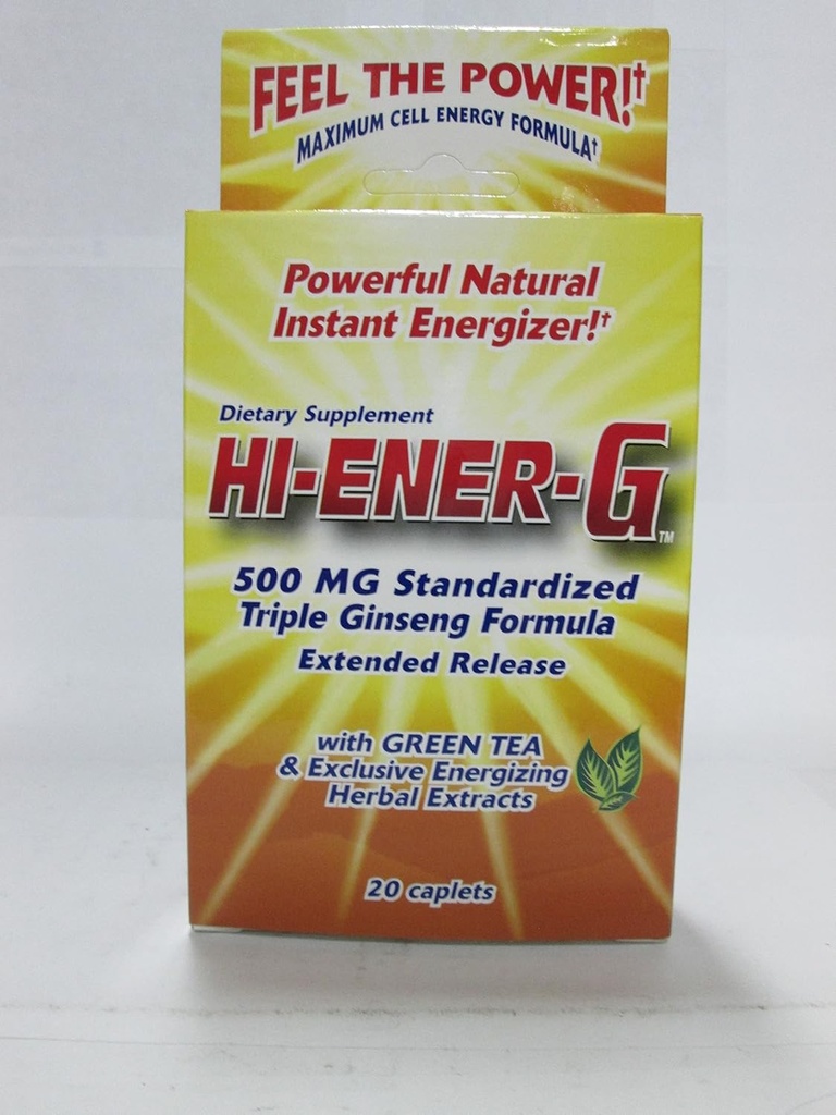 방아쇠 건강 제품 Hi-Ener-G 트리플 인삼 보충 모자, 500 mg, 20-Count 패키지 (포장 3)