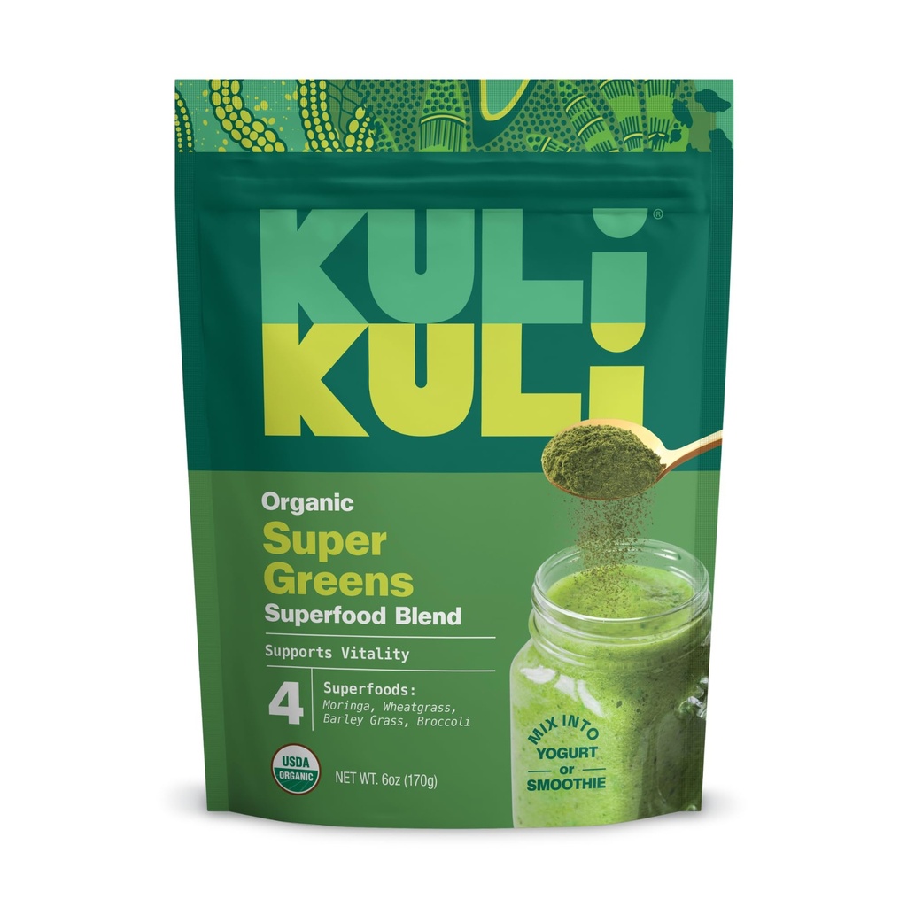 Kuli Kuli Green Power [6 oz] - 슈퍼 그린 파우더 - Nutrient Dense Moringa, Wheatgrass, Broccoli & Barley Grass Blend - 100 % 플랜트 기반 유기농 Superfood Posder