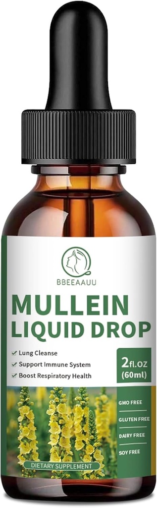 Lungs를 위한 Mullein 하락, 호흡을 위한 Mullein 잎 추출물 1000MG, Quercetin, Marshmallow, Elderberry, 까만 Cumin씨, Bromelain, Non-GMO, Vegan, 2 Fl Oz와 더불어 면역력 지원,