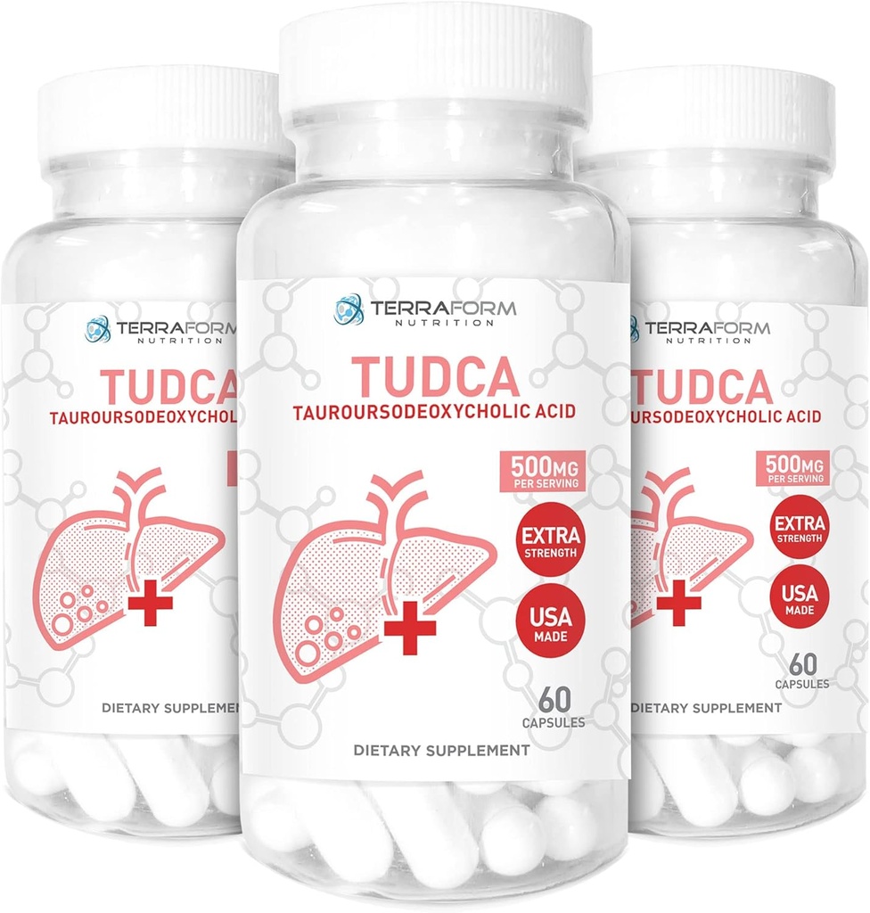 (3 팩) Terraform 순수한 TUDCA (Tauroursodeoxycholic 산) - 봉사 당 500mg - 순수한 간호 지원 & 건강 - 60의 캡슐
