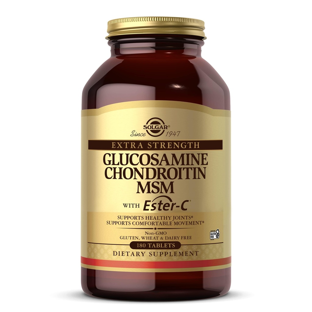 Solgar 여분 힘 글루코사민 Chondroitin MSM w/Ester-C, 180의 정제 - 건강한 합동, 지원 안락한 운동 & 교원질 형성 - 비 GMO, 글루텐 없음, 낙농장 없음 - 60의 서빙