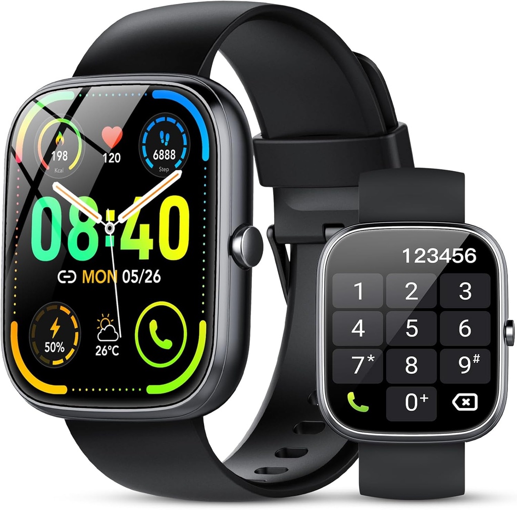 남성 여성용 스마트 워치(Answer/Make Calls), 1.91" HD Smartwatch with Heart Rate Monitor Sleep Monitor, IP68 Waterproof, 115+ Sports Activity Tracker with Pedometer, Android/iOS