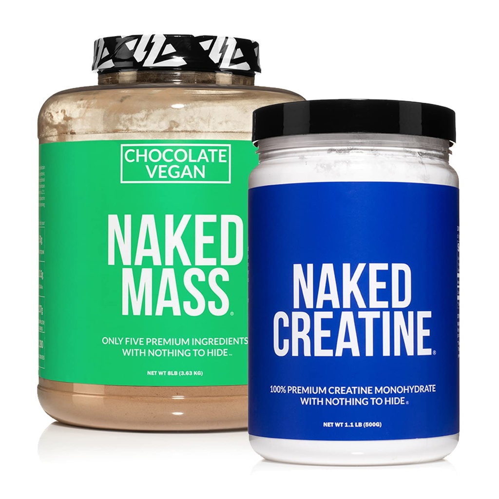 NAKED Soy-Free Protein 번들 : 8LB 초콜릿 채식 질량 크레아틴