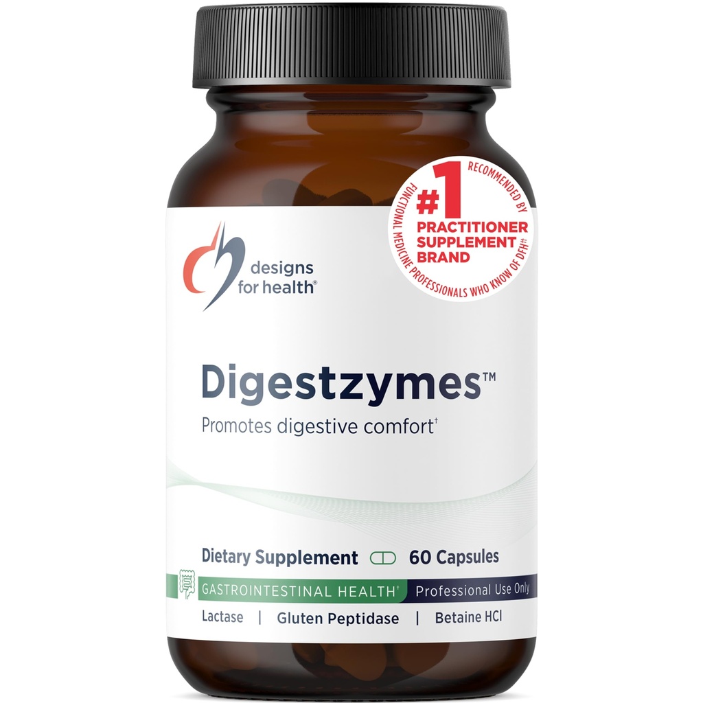 건강 소화를 위한 디자인 - 소화 효소 + 가스를 위한 betaine 염산염 & bloating 기복 - Pepsin, Ox Bile, Lactase 효소 & lipase 효소 (60의 캡슐)
