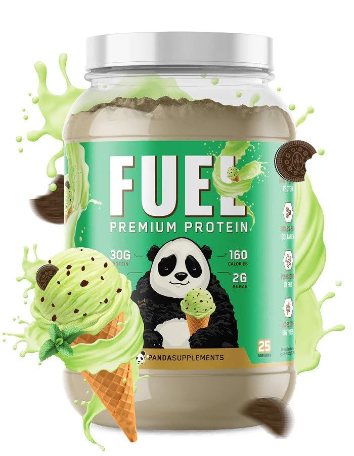 지하 바이오 연구소 팬더 연료 프리미엄 단백질 Whey,Hydrolyzed Collagen,Casein,Probiotics, 효소, Keto 친절, 시간 릴리스, 25 서빙 (2.5 파운드, 민트 초콜릿 아이스크림)