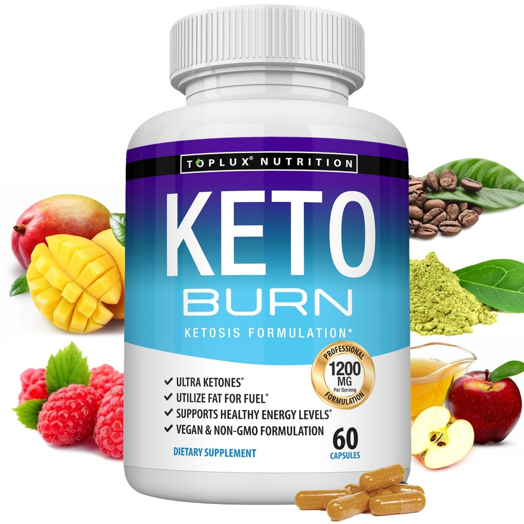 Toplux Keto 불타는 알약 Ketosis 체중 감소 - 남자 여자 60 캡슐 보충교재를 위한 Ketone 다이어트를 사용하는 1200 Mg 매우 진보된 자연적인 Ketogenic 뚱뚱한 가열기