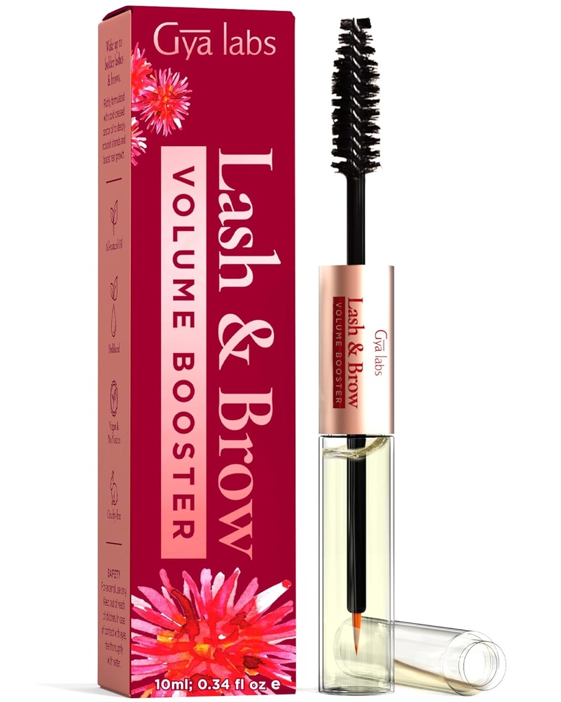 Gya Labs Lash 및 Brow Oil - 100 % 순수한 Natual Organic Castor Oil Eyelash & Eyebrow Serum for Fuller-looking Lashes & Brows (0.34 Fl Oz)
