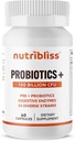 Probiotics for Women & Men Digestive Enzymes with Prebiotics 100 Billion CFU 34 Strains Supports 변비, Diarrhea, Gas & Bloating (60 캡슐)