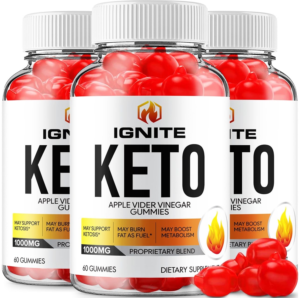 (3 팩) Ignite Keto ACV Gummies - 고급 공식 Ignite Keto Plus ACV Gummies Apple Cider Vinegar Ignite ACV 다이어트 보충 (180 구미)