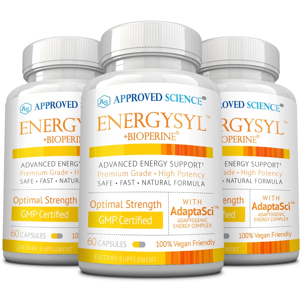 공인 과학 에너지 - 카페인 무료 - Adaptogens, B 비타민 및 Bioperine - 3 개월 공급 - 180 캡슐