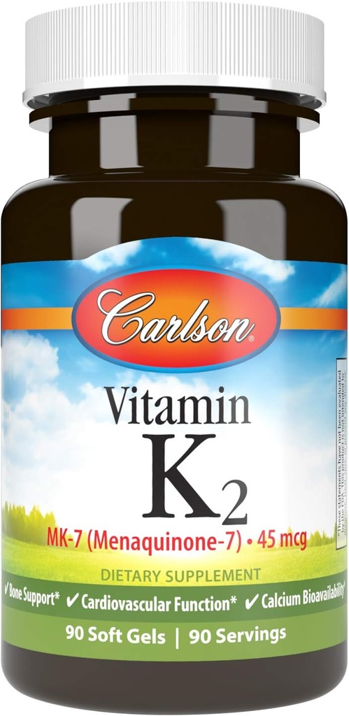 Carlson Labs 비타민 K2-7 45 MCG 무기물 보충교재 Softgels, 90 조사