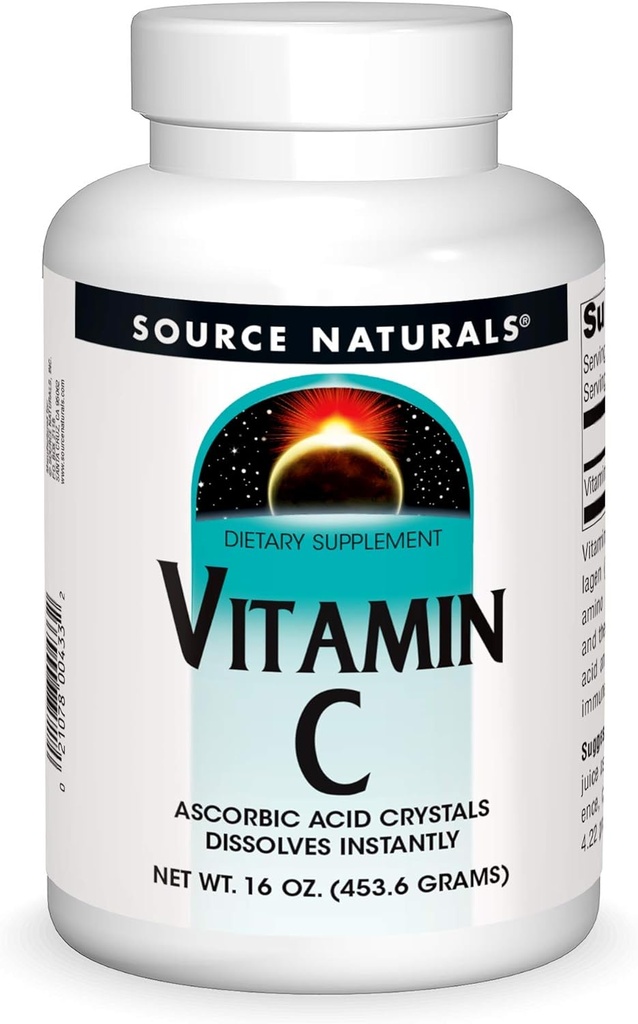 Source Naturals 비타민 C - 아스코르브산 크리스탈 즉, 규정식 보충교재 - 16 oz