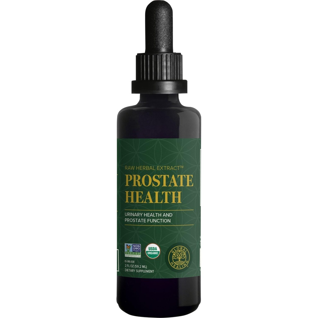 Global Healing Organic Prostate Health - Mens Health Supplement - 전립선 보조제는 Urinary Bladder Control, Frequent Urination Relief가 욕실 여행 감소 - 2 Fl Oz