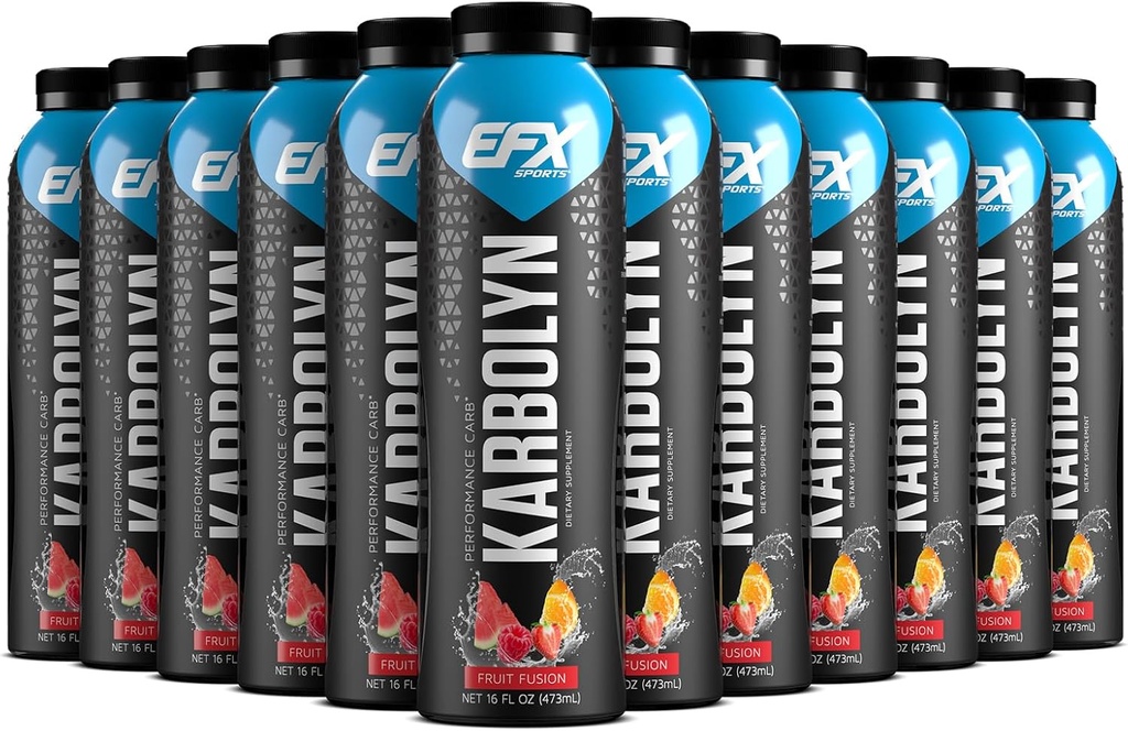 EFX Sports Karbolyn Fuel Drink | Pre, Intra, Post Workout Carbohydrate Drink | Carb Load, Sustained Energy | Stimulant & Sugar Free | 12 팩 (Fruit Fusion)