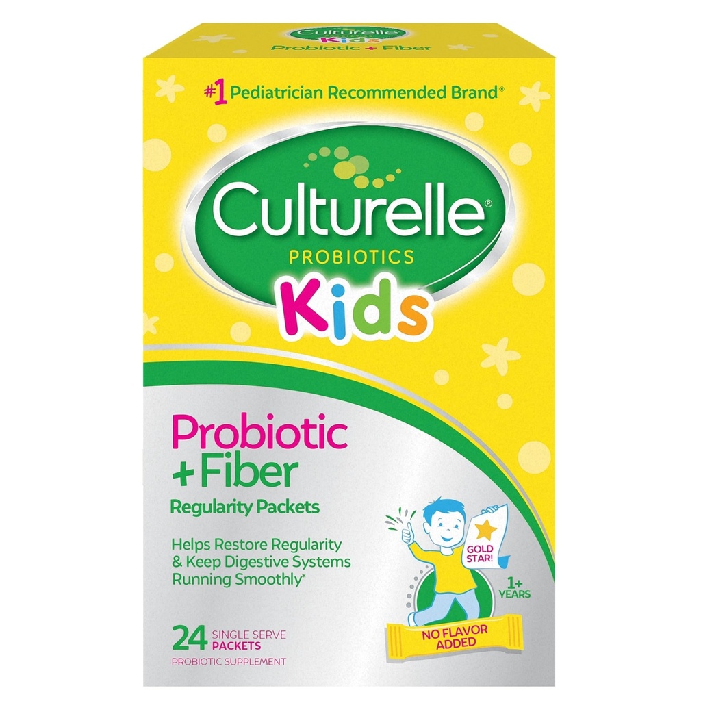 Culturelle Kids Probiotic + Fiber Packets (Ages 3+) - 24 Count - 소화 건강 및 면역 지원 - Restore Regularity 도움말 (포장은 다를 수 있음)
